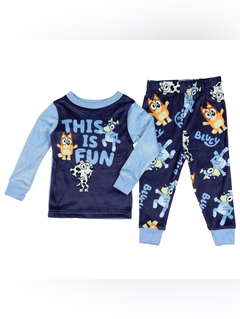 ACME Bluey This is Fun Velour pajama set, 3T